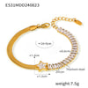 Wholesale Women's 316L Stainless Steel Zircon Bracelet With Geometric Fivepointed Star And Rectangular Design 18K Gold Plated