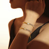 Wholesale Women's Titanium Steel Zircon Geometric Fivepointed Star Rectangular Plated 18K Gold Bracelet Jewelry