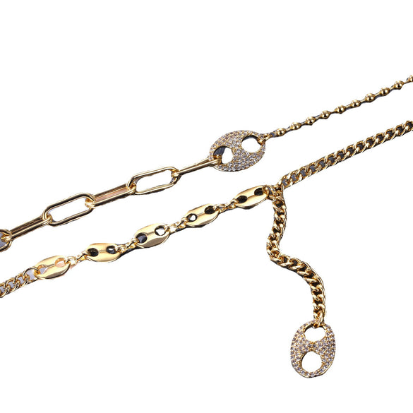 Wholesale Women's Titanium Steel Zircon Geometric Hiphop Fashion Necklace