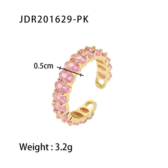 Wholesale Women's Titanium Steel Zircon Ring Geometric Style Electroplated