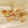 Wholesale Women's Titanium Steel Zircon Ring Geometric Style Electroplated