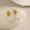 Wholesale Women's Tooth Pearl Earrings Stainless Steel Geometric Electroplated Elegant Environmentally Friendly Waterproof