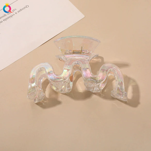 Wholesale Women's Transparent Electroplated Hair Grab Twist Cross Hairpin Hair Accessories