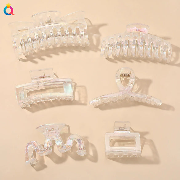 Wholesale Women's Transparent Electroplated Hair Grab Twist Cross Hairpin Hair Accessories