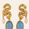 Wholesale Women's Trendy Personality Stainless Steel Gold Inlaid Pattern Earrings