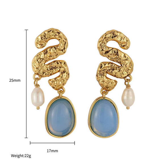 Wholesale Women's Trendy Personality Stainless Steel Gold Inlaid Pattern Earrings