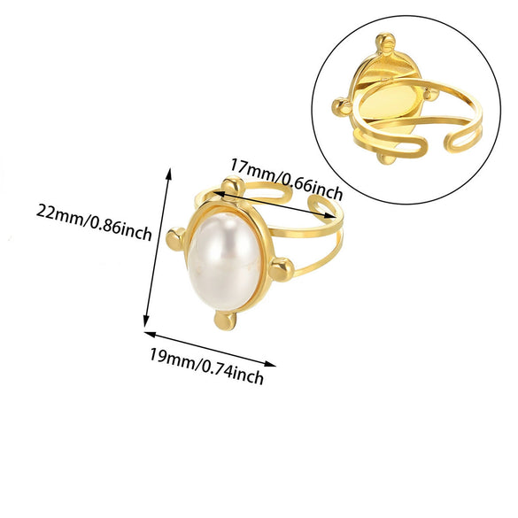 Wholesale Women's Turquoise Open Rings In Stainless Steel With Imitation Pearl And Electroplating