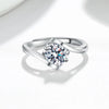 Wholesale Women's Twisted Arm Heart Moissanite Ring S925 Silver Electroplated