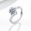 Wholesale Women's Twisted Arm Heart Moissanite Ring S925 Silver Electroplated