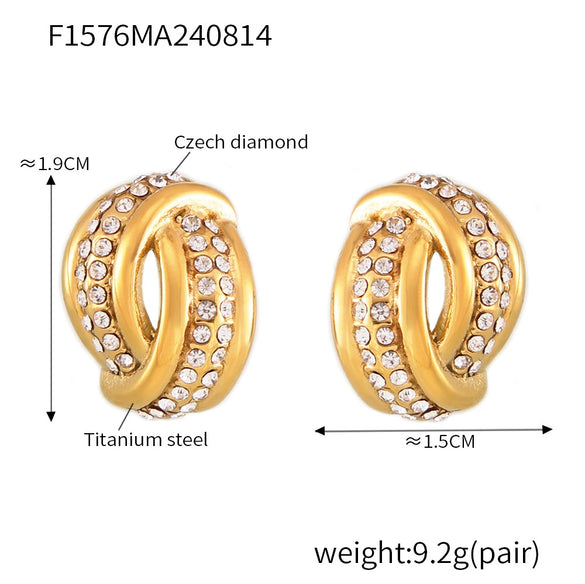 Wholesale Women's Twisted Hollow Geometric Titanium Steel Earrings Plated With 18K Real Gold Retro Design