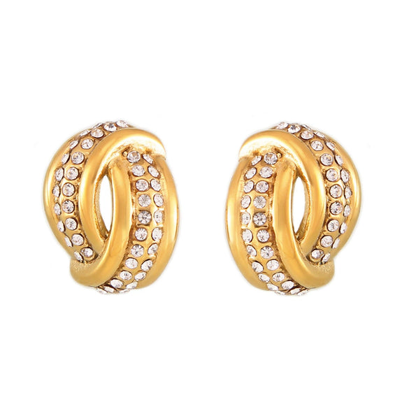 Wholesale Women's Twisted Hollow Geometric Titanium Steel Earrings Plated With 18K Real Gold Retro Design
