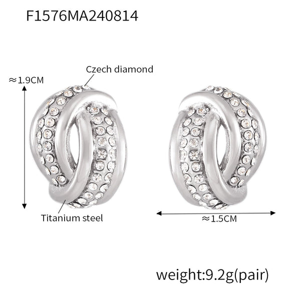 Wholesale Women's Twisted Hollow Geometric Titanium Steel Earrings Plated With 18K Real Gold Retro Design