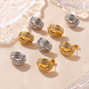 Wholesale Women's Twisted Hollow Geometric Titanium Steel Earrings Plated With 18K Real Gold Retro Design