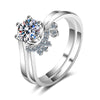 Wholesale Women's Twopiece S925 Sterling Silver Ring Set With Moissanite And Pt950 Gold Plated Wave Pattern Light Luxury Style