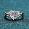 Wholesale Women's Twopiece S925 Sterling Silver Ring Set With Moissanite And Pt950 Gold Plated Wave Pattern Light Luxury Style