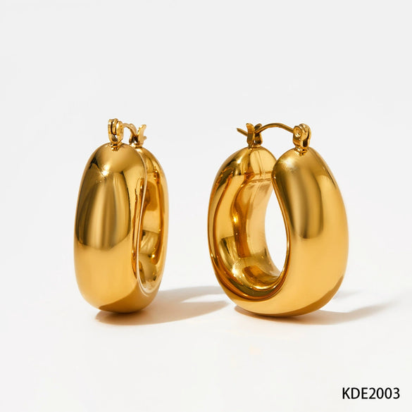 Wholesale Women's U Shaped Geometric Glossy Hollow Stainless Steel Gold Plated Fashion Retro Earrings