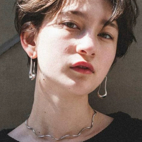 Wholesale Women's U Shaped Long Minimalist Stainless Steel Glossy Metal Cold Style Electroplated Earrings