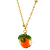 Wholesale Women's Unique Fruit Pattern Stainless Steel Electroplated Jewelry Set With O Word Chain Pendant Necklace And Pumpkin Earrings