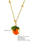 Wholesale Women's Unique Fruit Pattern Stainless Steel Electroplated Jewelry Set With O Word Chain Pendant Necklace And Pumpkin Earrings