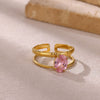 Wholesale Women's Universal Eggshaped And Fruitshaped Colorful Zircon Titanium Steel Ring With Inlaid Gold And Geometric Light Luxury Style