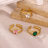 Wholesale Women's Universal Eggshaped And Fruitshaped Colorful Zircon Titanium Steel Ring With Inlaid Gold And Geometric Light Luxury Style