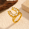 Wholesale Women's Ushaped Geometric Stainless Steel And Titanium Steel Ring With Pvd Furnace Vacuum Real Gold Plating