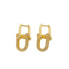 Wholesale Women's Ushaped Gold Plated Copper Electroplated Oval Double Ring Earrings
