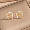 Wholesale Women's Ushaped Horseshoe Copper Necklace Set With Microinlaid Zircon And Electroplated Design Cross Chain