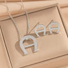 Wholesale Women's Ushaped Horseshoe Copper Necklace Set With Microinlaid Zircon And Electroplated Design Cross Chain