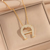 Wholesale Women's Ushaped Horseshoe Copper Necklace Set With Microinlaid Zircon And Electroplated Design Cross Chain
