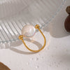 Wholesale Women's Ushaped Natural Freshwater Baroque Pearl Ring In Stainless Steel With Pvd Furnace Vacuum Real Gold Plating Light Luxury Minimalist Style