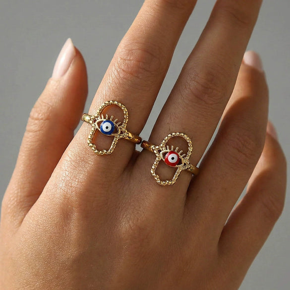 Wholesale Women's Ushaped Retro Eye Stainless Steel Goldplated Ring