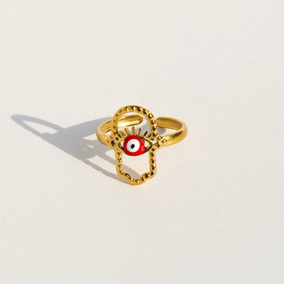 Wholesale Women's Ushaped Retro Eye Stainless Steel Goldplated Ring