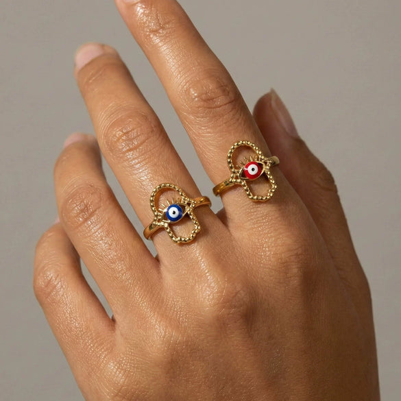 Wholesale Women's Ushaped Retro Eye Stainless Steel Goldplated Ring