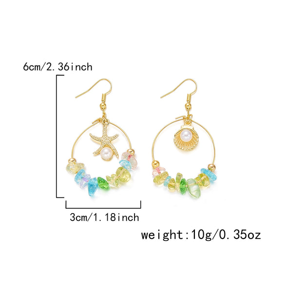 Wholesale Women's Vacation Style Minimalist Alloy Electroplated Irregular Starfish Shell Geometric And Animal Pattern Earrings
