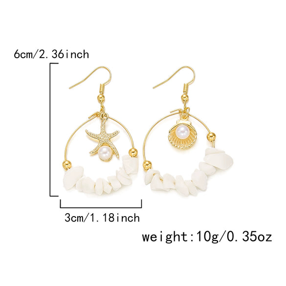 Wholesale Women's Vacation Style Minimalist Alloy Electroplated Irregular Starfish Shell Geometric And Animal Pattern Earrings