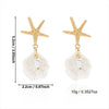 Wholesale Women's Vacation Style Minimalist Animal Zodiac Starfish Pearl Shell Pendant Earrings Made Of Alloy And Steel With Electroplating