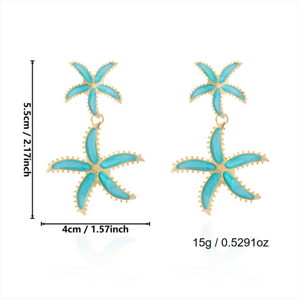 Wholesale Women's Vacation Style Minimalist Electroplated Alloy Earrings With Crab And Starfish Animal Patterns
