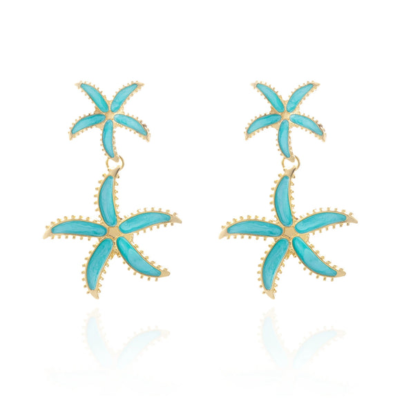 Wholesale Women's Vacation Style Minimalist Electroplated Alloy Earrings With Crab And Starfish Animal Patterns