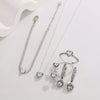 Wholesale Women's Versatile Electroplated Heartshaped Jewelry Set Made Of White Copper Including Earrings Ring Necklace And Bracelet