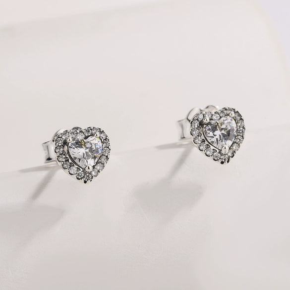 Wholesale Women's Versatile Electroplated Heartshaped Jewelry Set Made Of White Copper Including Earrings Ring Necklace And Bracelet