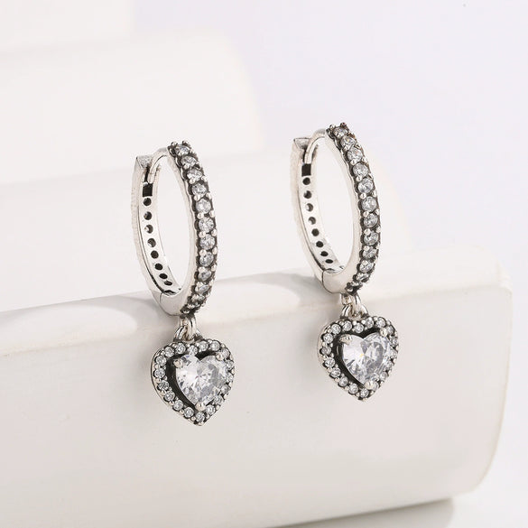 Wholesale Women's Versatile Electroplated Heartshaped Jewelry Set Made Of White Copper Including Earrings Ring Necklace And Bracelet