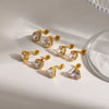 Wholesale Women's Versatile Geometric Drop Shape Round And Heart Shape Diamondencrusted Titanium Steel And Stainless Steel Earrings With Pvd Furnace Vacuum Real Gold Plating