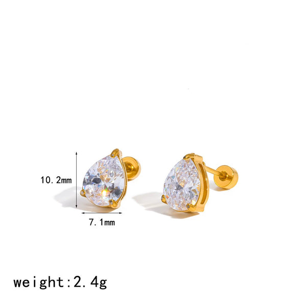 Wholesale Women's Versatile Geometric Drop Shape Round And Heart Shape Diamondencrusted Titanium Steel And Stainless Steel Earrings With Pvd Furnace Vacuum Real Gold Plating