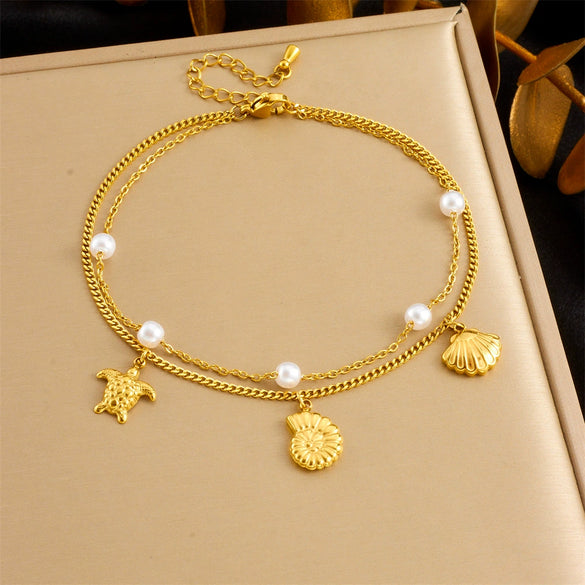 Wholesale Women's Versatile Stainless Steel Anklet With Animal And Zodiac Patterns