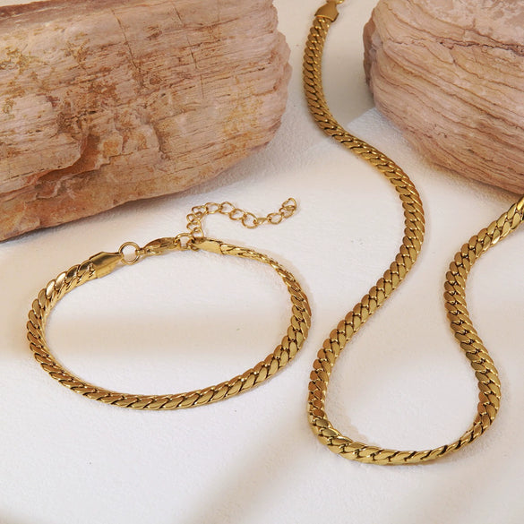 Wholesale Women's Vervain Wheat Jewelry Set With Horse Whip Chain Stainless Steel Electroplated