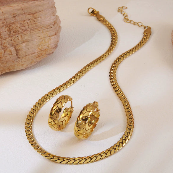 Wholesale Women's Vervain Wheat Jewelry Set With Horse Whip Chain Stainless Steel Electroplated