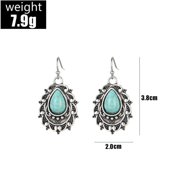 Wholesale Women's Vintage Bohemian Alloy Drop Shaped Geometric Electroplated Earrings