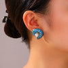 Wholesale Women's Vintage Cute Stainless Steel Earrings With Oil Drop Imitation Enamel And Geometric Pattern 18K Vacuum Plated In Furnace