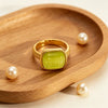 Wholesale Women's Vintage Electroplated Stainless Steel Cat's Eye Stone Eye Pattern Square Ring Jewelry Accessory